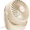 Gaiatop Desk Fan, 5-Inch Portable Electric Table Desktop Air Circulator Fans, Small but Powerful with 3 Speed 360 Adjustable Tilt for Cooling Home Dorm Office Bedroom Bathroom Kitchen, Beige
