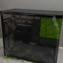 Geometric Future M5 Tempered Glass Mid Tower, E-ATX/ATX Gaming Case, 1.2mm Steel, Type C, Toolless Panels, Support 420/360 Radiator, ARGB PWM 140m Fan x 5 Pre-Installed, Black/Green, GEO-M5F-BNY