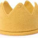 June Bloomy Baby First Birthday Party Knitted Hat 1st Crown Headband Beanie Warm Cap (Yellow)