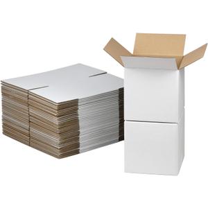 6x6x6 Inches Shipping Boxes Set of 40, White Corrugated Cardboard Box Literature Mailer for Packing Small Business