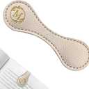 ABTOLS Magnetic Leather Initial Bookmarks, Vintage Initial ID Identification Book Marker Clip Gift Beige Capital Letter Book Markers for Book Lover Avid Readers (M)