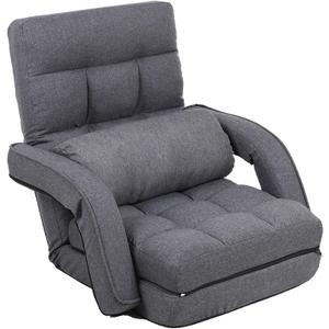 FLOGUOR Indoor Floor Gaming Chairs for Adults with Back Support,Chaise Lounge, 42-Position Folding Lazy Sofa with Pillow for Living Room, Bedroom, Balcony(Grey) 8803GR