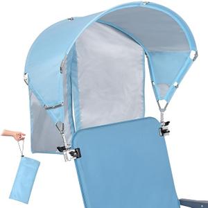 Universal Chair Umbrella Canopy, UPF 50+ Sun Shade with Adjustable Clamp, Fits Most Brands’ Beach, Camping, Lawn, Tanning, Zero Gravity, Lounge & Fishing Chairs, Blue 2 Pack