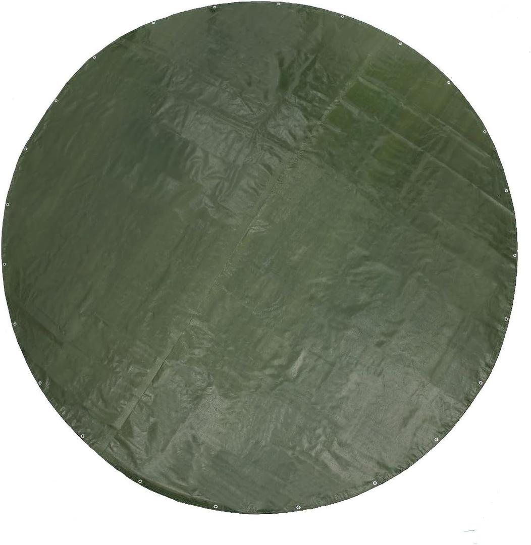 GUARD SHIELD Round Tarp 10 Feet Waterproof Heavy Duty Circle Tarps for Under Pool Green/Silver Multi Purpose Circular Outdoor Cover