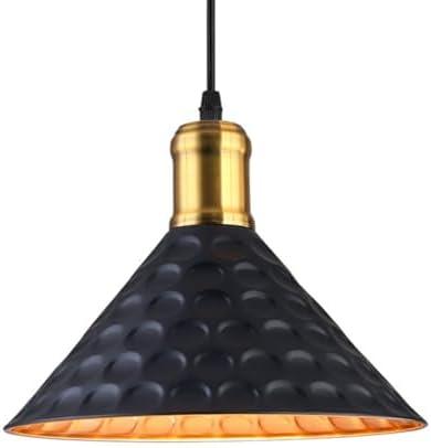 HCIPJQY Yellow Lighting Fixture for Homes Cone Hammered Metal Pendant Hanging Lamp Modern Hardwired Ceiling Chandelier Restaurant Shop Bar Hallway Balcony Pendant Light Fixtures, Pack of 3