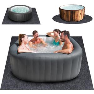 80 * 80 Inch Hot Tub Mat, Extra Large Inflatable Hot Tub Pad Outdoor Indoor, Waterproof Slip-Proof Backing, Absorbent Spa Pool Ground Base Flooring Protector Mat (80 * 80 Mat-Square)