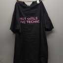 Hot Girls Love Techno Funny EDM House DJ Rave Novelty T-Shirt, Male, Black, Size XL