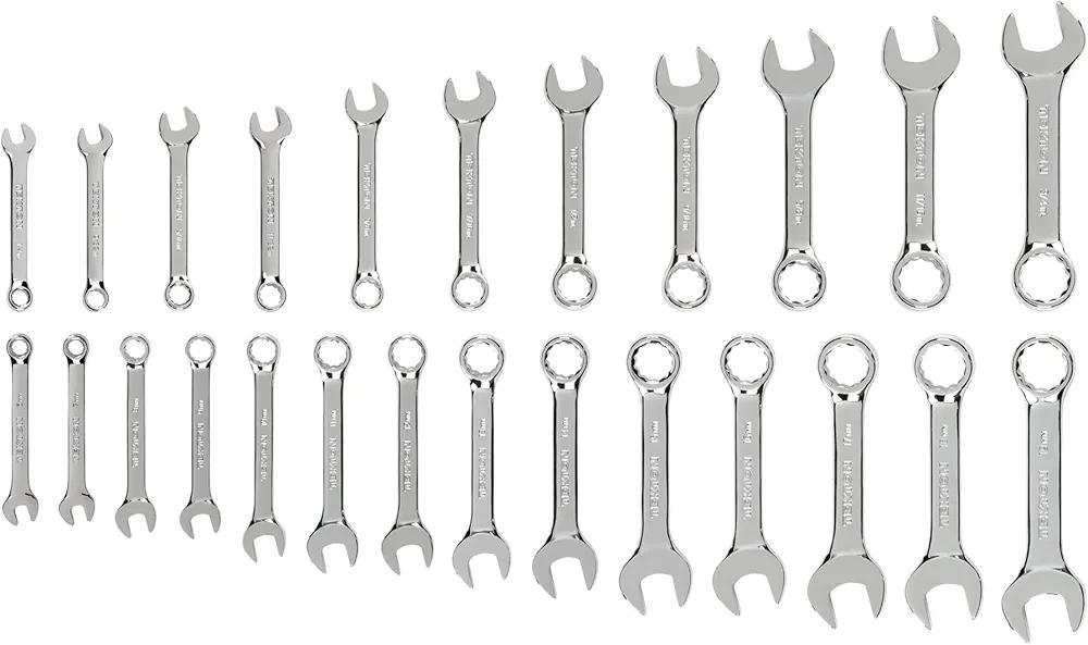 TEKTON Stubby Combination Wrench Set, 25-Piece (1/4-3/4 in., 6-19 mm) | WCB90403