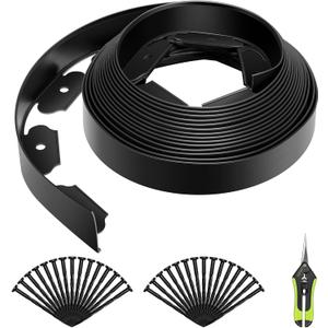 VIVOSUN Landscape Edging Kit 33ft Long 2in High, No-Dig Plastic Garden Border Edging with 30 Anchoring Spikes & Scissors, Black