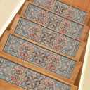 Non-Slip Stair Treads for Wooden Steps, 15PCS Stair Runner Carpets with Adhesive Backing,8"x30" Peel and Stick, Washable & Reusable,Pet-Friendly Safety Mats for Kids, Elders, Dogs (Royalmedallion)