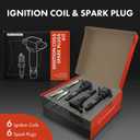 A-Premium Set of 6 Ignition Coil Pack and Iridium Spark Plugs | Compatible with Kia Sedona 2018-2020, Telluride 2020-2023, Cadenza 2016-2020, Sorento & Hyundai Palisade & Genesis G80