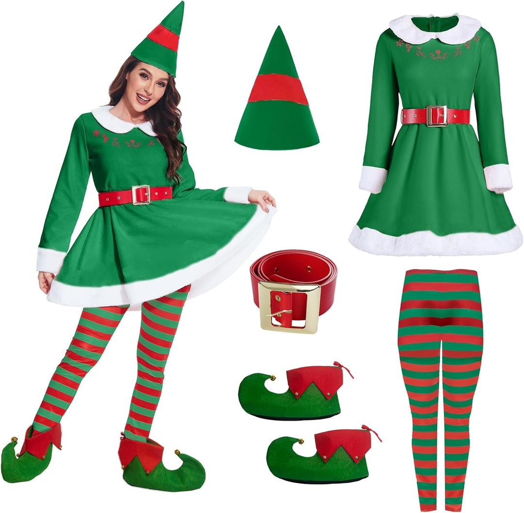 Christmas costume for women 5 Pcs Women Christmas Costume Set Adult Christmas Cosplay Suit Xmas Outfits (3X-Large)