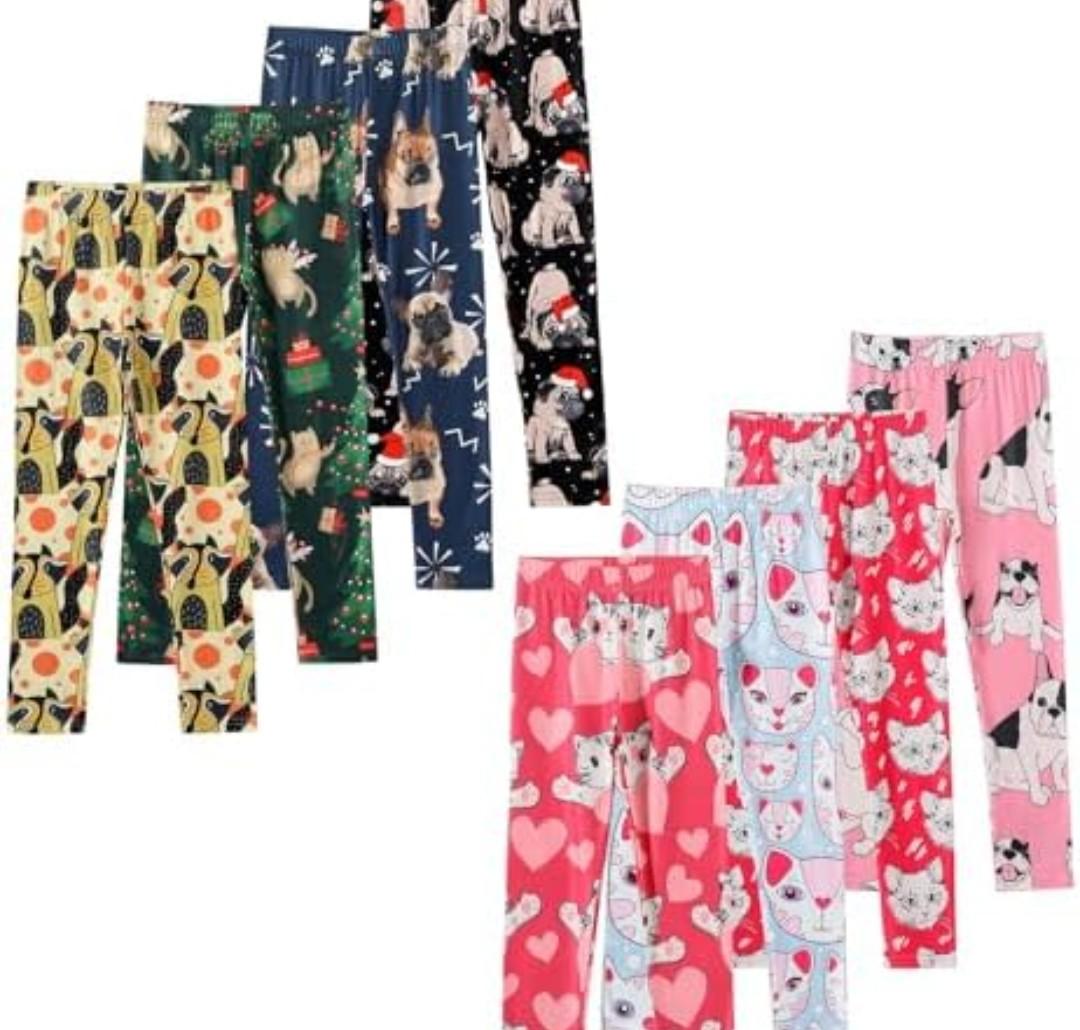 Chicduo 8 Pack Girls Printed Leggings Yoga Pants for Kids Full Length Stretchy Cute Leggings in 9-10 Years