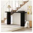 Fluted Solid Wood Console Table - 55 Inches Mid Century Modern Foyer Table, Entryway Hallway Minimalist Sofa Table, Half Round Legs, Black