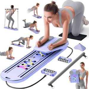 Pilates Board, Pilates Reformer Sets, Pilates Machine 15-in-1 Multifunctional Abdominal Board for Home Office Workout, Foldable Portable Ab Core Trainer Pilates Reformers Board for Women