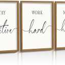 Heiple Motivational Wall Art 11"x14" Framed Wooden Inspirational Office Wall Decor for Men Picture Poster Positive Work Hard Quote Wall Decor for Home Office Bedroom (Brown, 11”x14”)
