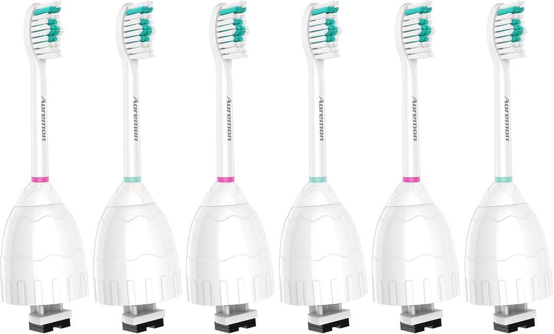 Aoremon Replacement Toothbrush Heads Compatible with Philips sonicare E-Series, 6 Pack Replacement Brush Heads Come with Caps