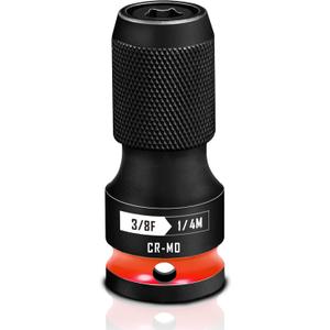 BLACKROBOT Quick Release Impact Bit Holders 3/8-Inch Square Drive to 1/4-Inch Hex Socket Adapter, CR-MO Steel, Red