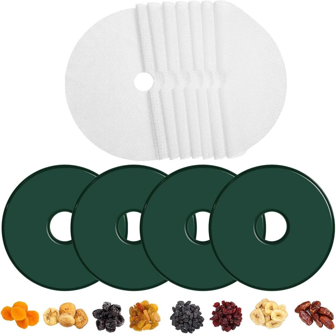 Domensi 12 Pcs Round Dehydrator Sheets Non Stick Silicone Dehydrator Mats with Edges Reusable Roll Tray Liner for Fruit Meat Beef Kitchen, 13 12.5 Diameter