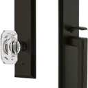 Grandeur 849287 Hardware Fifth Avenue One-Piece Handleset with D Grip and Baguette Clear Crystal Knob, Dummy Entry Set, Timeless Bronze