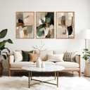 CHDITB Modern Abstract Framed Canvas Wall Art Set, Minimalist Wall Decor, Neutral Pastel Illustration Artwork Vintage Aesthetics Painting, Large 3 Piece Art Prints for Living Room, Bedroom 24"x36"x3