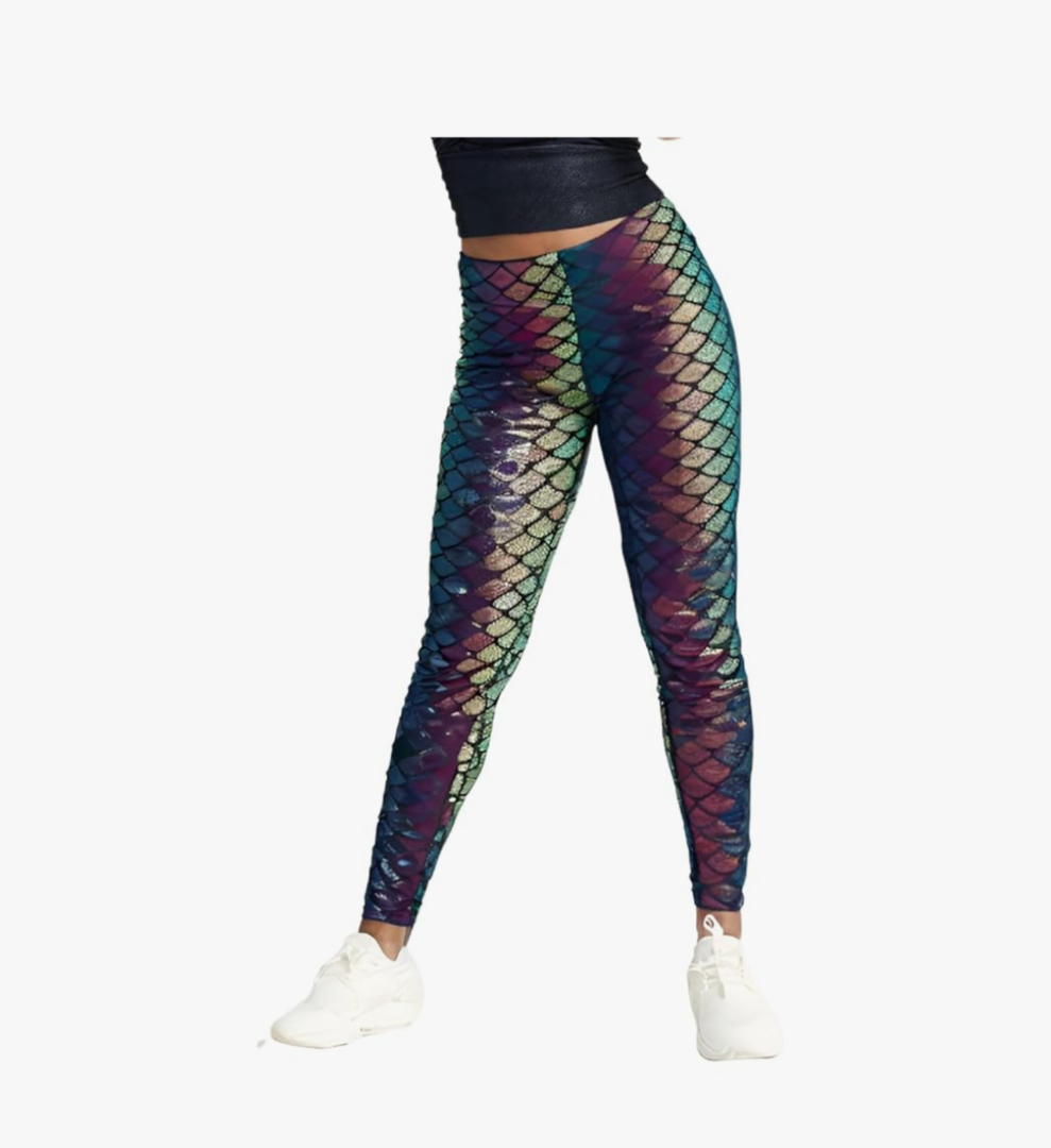 Lularoe Leggings (US, Alpha, One Size, Regular, Regular, Purple Blue and Green Bubble Scales), Size TC, Pack Of 2