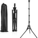 Mannequin Head Stand, Adjustable Wig Stand, Reinforced Metal Mannequin Head Stand for Cosmetology Hairdressing Training (BLACK)