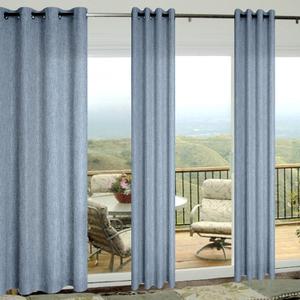 Pitalk Blue Curtains 108 Inches Long for Sliding Glass Door 2 Panels Set Grommet Linen Light Filtering Semi Sheer Curtains for Living Room Back Door Backyard 52x108 Inch Length Grey Dusty Blue