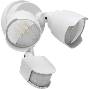15W 1500 Lumen LED Security Lights with Motion Sensor Outdoor, 3000K/5000K Light, IP65 Waterproof, Dusk to Dawn, Dual-Head Motion Detected Flood Wall Light for Garage Yard Porch (White)