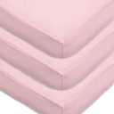 American Baby Company 3 Pack 100% Natural Cotton Fitted Crib Sheets 52" x 28" - Soft, Breathable, Hypoallergenic & Gentle Toddler Bed Sheets, Pink, Neutral for Boys & Girls