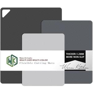 WK Flexible Plastic Cutting Boards Mats for Kitchen, Flexible Non Slip Cutting Mat, Thin Cutting Sheets, BPA Free, Dishwasher Safe, Multi Sizes