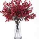 Hananona 10 Pcs Babys Breath Artificial Gypsophila Flowers Halloween Fake Silk Flowers for Home Decor Floral Arrangement Table Centerpieces (10, Burgundy)