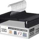 Hanger Central 30 Pack Pants Hangers  12 Inch Slim Plastic Clothes Hangers with Clips for Skirts, Shorts & Trousers  Non Slip Grip, Heavy Duty Space Saver with Swivel Hook  Black Closet Organizer