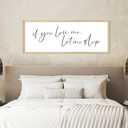 YWJKWLGS If You Love Me Let Me Sleep Wall Art, 32x12 Inch Natural Wood Framed Funny Bedroom Sign, Minimalist Quote Poster for Master Bedroom Above Bed Decor