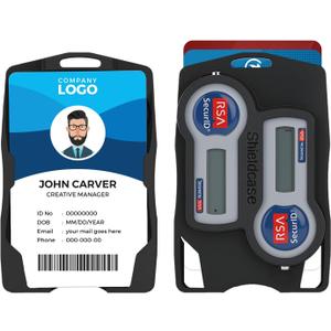 Sheildcase RSA Token Badge Holder, (Holds up to 2 Badges and 2 RSA SecurID Token), Shockproof, Black