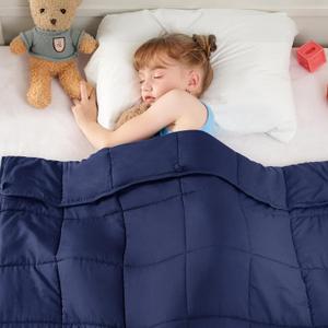 yescool Navy Weighted Blanket 5 Pounds Cooling Weighted Lap Blanket, Heavy Blanket for Sleeping, Weighted Throw Blanket Gift for 40-60lbs, 36"x48" (Child-Blue)
