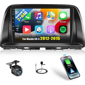 2G+64G Android 13 Car Stereo for Mazda CX5 20122015 with Wireless Apple Carplay Android Auto,9" Touchscreen Car Radio with GPS Navigation,WiFi,Bluetooth,FM/RDS Radio,SWC,HiFi+AHD Backup Camera