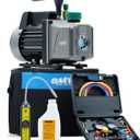 Orion Motor Tech AC Vacuum Pump and Gauge Set, 1/3 hp 4.5 cfm Vacuum Pump Manifold Gauge Kit with Leak Detector 4 Hoses & Accessories for R134a R22 R410a, A/C Vacuum Pump Kit for Auto HVAC Systems