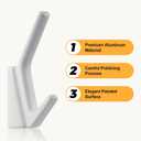 SIAMESE Aluminum Towel Hooks, 4 Pcs Matte White Coat Hooks, Wall Hooks for Clothes, Jackets, Shower, Robe, Hat, Towel, in Bathroom, Kitchen, Living Room, Bedroom(Matte White)