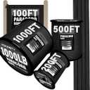 1000Ib Paracord Rope - 100ft / 200ft / 500ft / 1000ft 4mm,12 Strand Parachute Spool Cord,para Cord Lanyard for Camping,Hammock,Clothsline,Hiking,Fishing,Survival braceletand Survival - Black 200FT