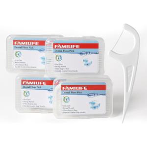 FAMILIFE Floss Picks, 240 Count Unflavored Dental Floss Cleaner, Tooth Picks Flossers with 4 Travel Handy Cases, Helps to Fight Tooth Decay and Keep Your Teeth Clean,Flossing Sticks for Family