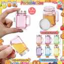 Yungyan 24 Pcs Mini Mason Jars Shot Glasses with Lids 1.7oz/50ml Colorful Reusable Glass Jars with Handles for Party Favors, Wedding, Baby Shower, Drink, Dessert, Condiments, Jams, Candle, DIY Crafts