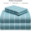 LuxClub 4 PC Queen Size Sheet Set Bed Sheets, Breathable Luxury, Deep Pockets 18" Wrinkle Free Cooling Machine Washable Hotel Bedding (Striped Light Blue)