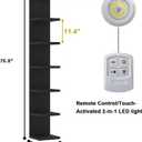 LitaEther Versatile 7 Tier Wall Shelf Unit,Black Lack Wall Shelf,Display Floating Shelf with LED Remote Control Light