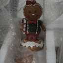 Lulu Home Christmas Tabletop Decorations, Resin Gingerbread House and 2 Gingerbread Men Figurines Adorn with Candy Cane Wreath for Indoor Holiday Fireplace Shelf Ornaments Display