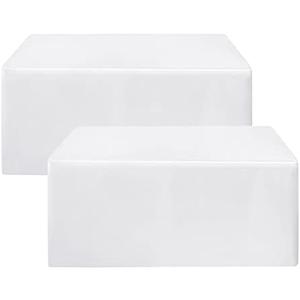 HolidayIdeas Fitted White Tableclothes - 72 x 30 Inch - 2 Pack Rectangle Table Covers for 6 Foot Tables, Polyester Fabric Tablecloths for Christmas, Parties, Wedding, Trade Show
