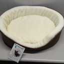 Furhaven Orthopedic Dog Bed for Large/Medium Dogs w/ Removable Washable Cover, For Dogs Up to 30 lbs - Sherpa & Suede Oval Lounger - Espresso, Large