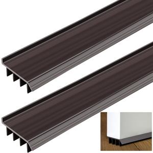2 Pcs 4 Feet Brown Vinyl Door Bottom Adjustable Weatherstrip Door Bottom with Drip Cap Weatherproof Under Doors Seal for Gaps from 1/4'' to 9/16'' for 1 3/4'' to 2'' Thick Doors