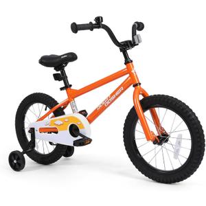 Kids Bike with Training Wheels, BMX Bicycle with Pedals for 2-4 Year Old Boys Girls, Birthday Gift (16", Orange)