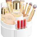 Masirs Small 360 Rotating Makeup Organizer - Mini Yet Spacious Cosmetic Storage Solution with Multiple Compartments - The Perfect Spinning Make-Up Caddy for Vanity or Bathroom Counter (Round - White)